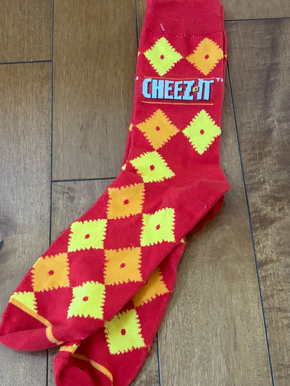 Cheez-It Crackers Red Argyle Crew Socks - Branded Men's Fun Socks New